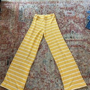 Zara Yellow and White Striped Wide Leg Pants
